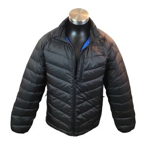Lands End Quilted Down Puffer Coat Womens Medium Black